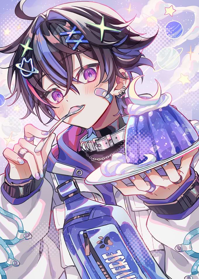 Anime Boy Eating Galaxy Jelly