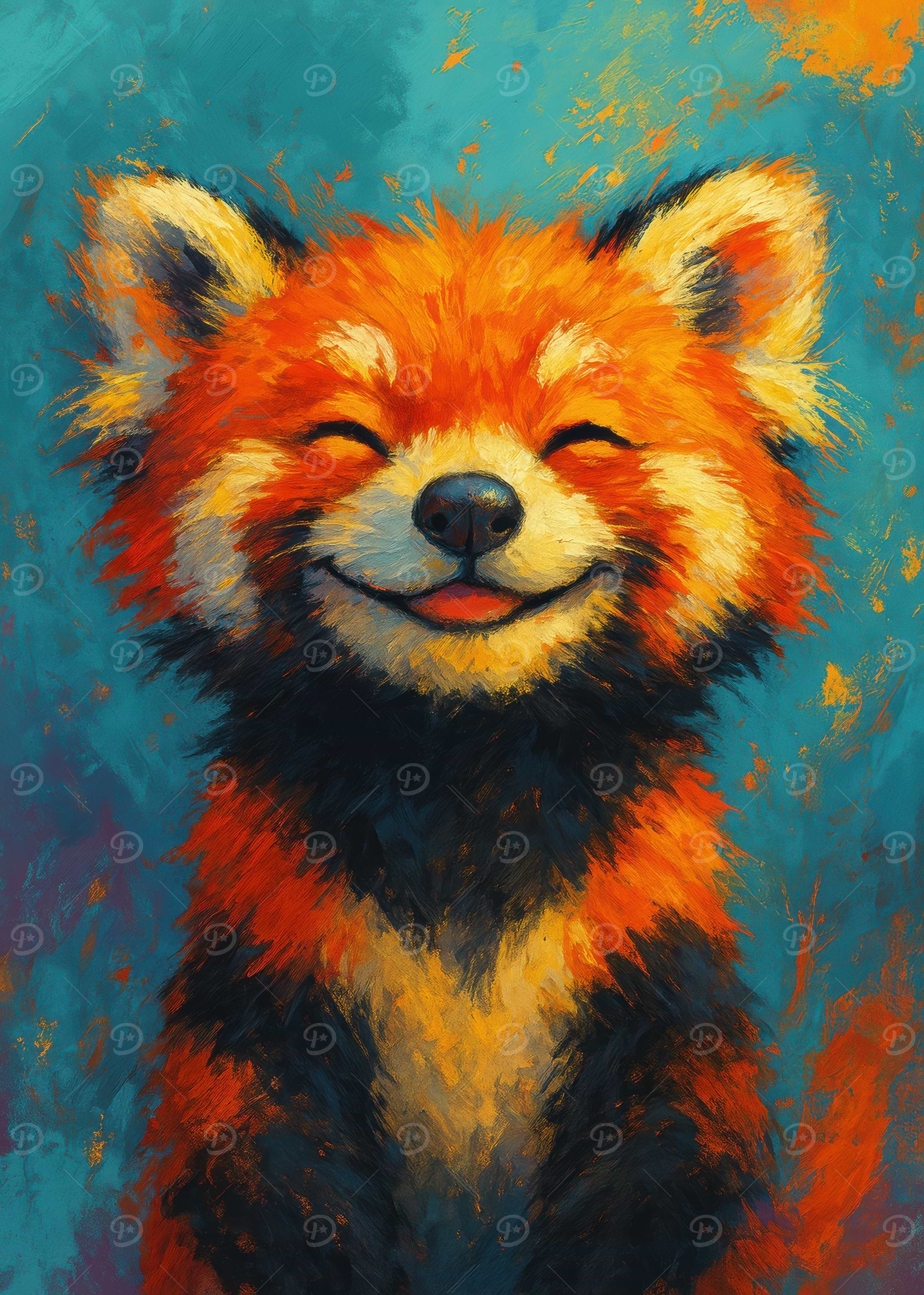 Smiling Red Panda Painting