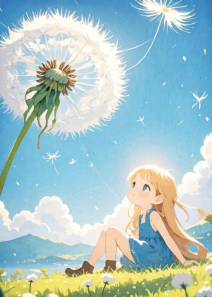 Girl Dandelion Anime Style