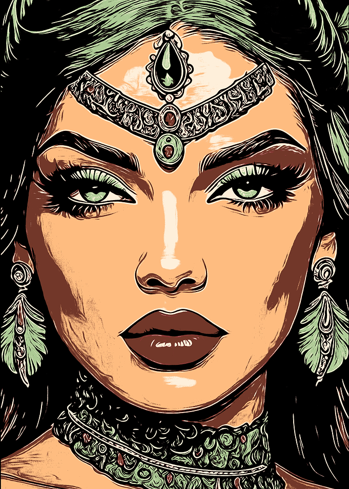 Portrait of a woman with jewelry