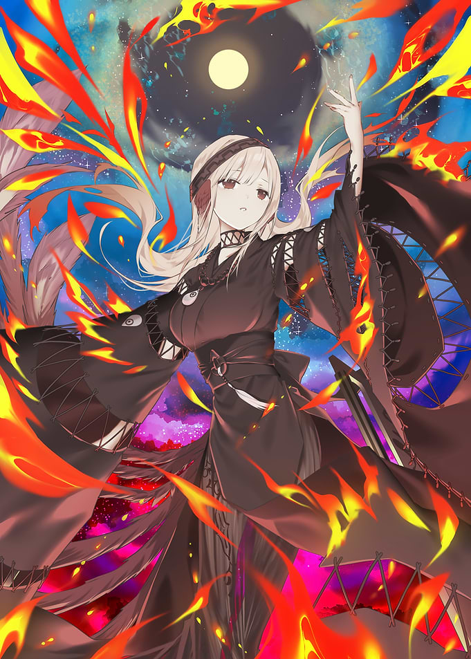 Anime Girl Surrounded by Flames