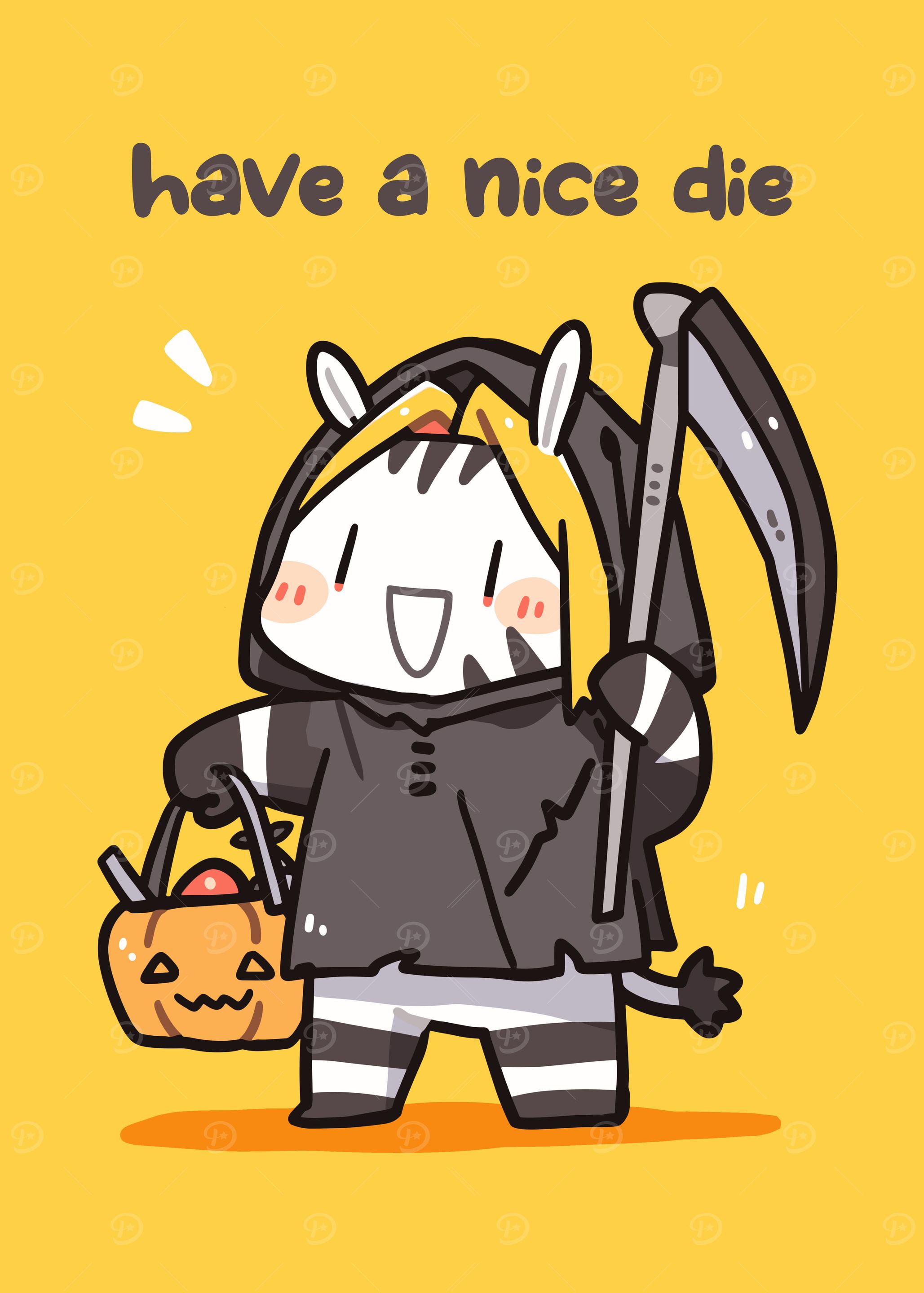 Cute Zebra Grim Reaper Halloween