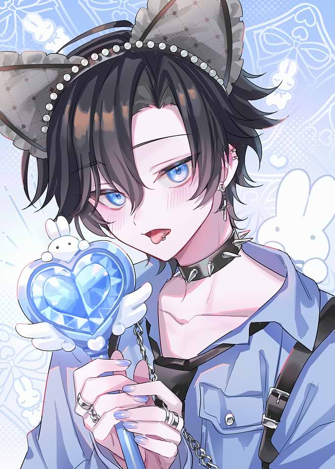 Anime Boy with Cat Ears and Wand