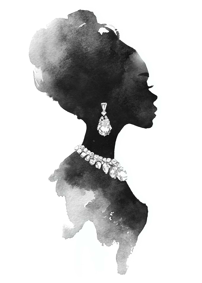 Elegant Woman Silhouette with Jewelry