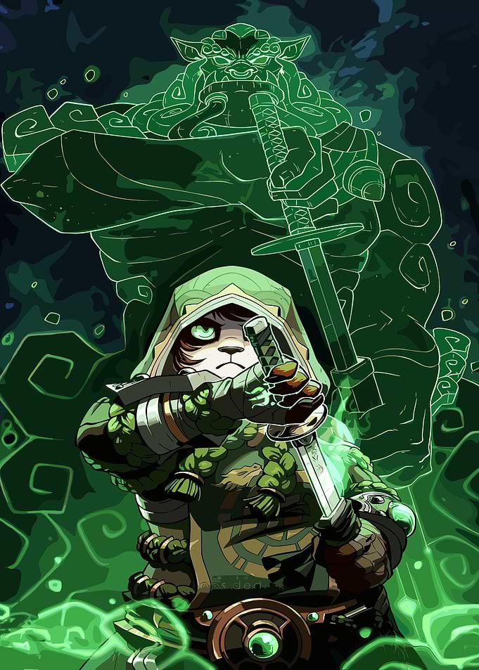 Panda Warrior with Spirit Guardian