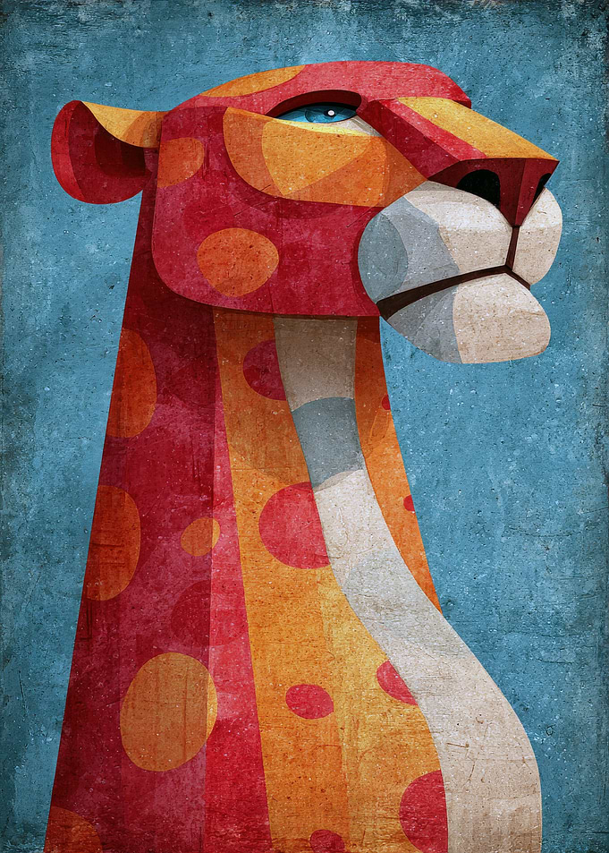 Abstract Geometric Leopard Illustration