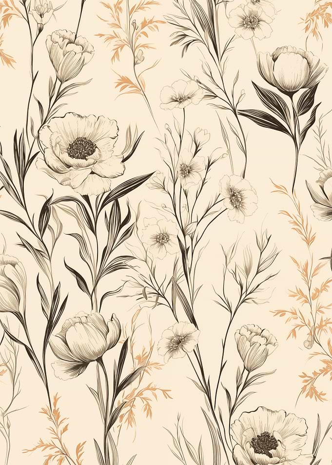 Floral Pattern Sepia Tones
