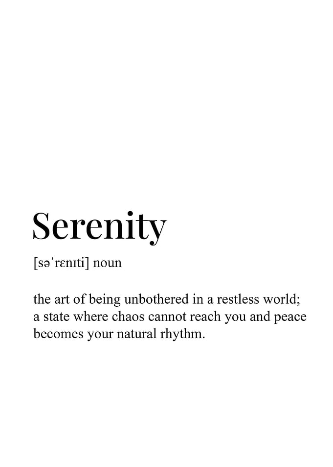 Serenity Definition Typography Art Print