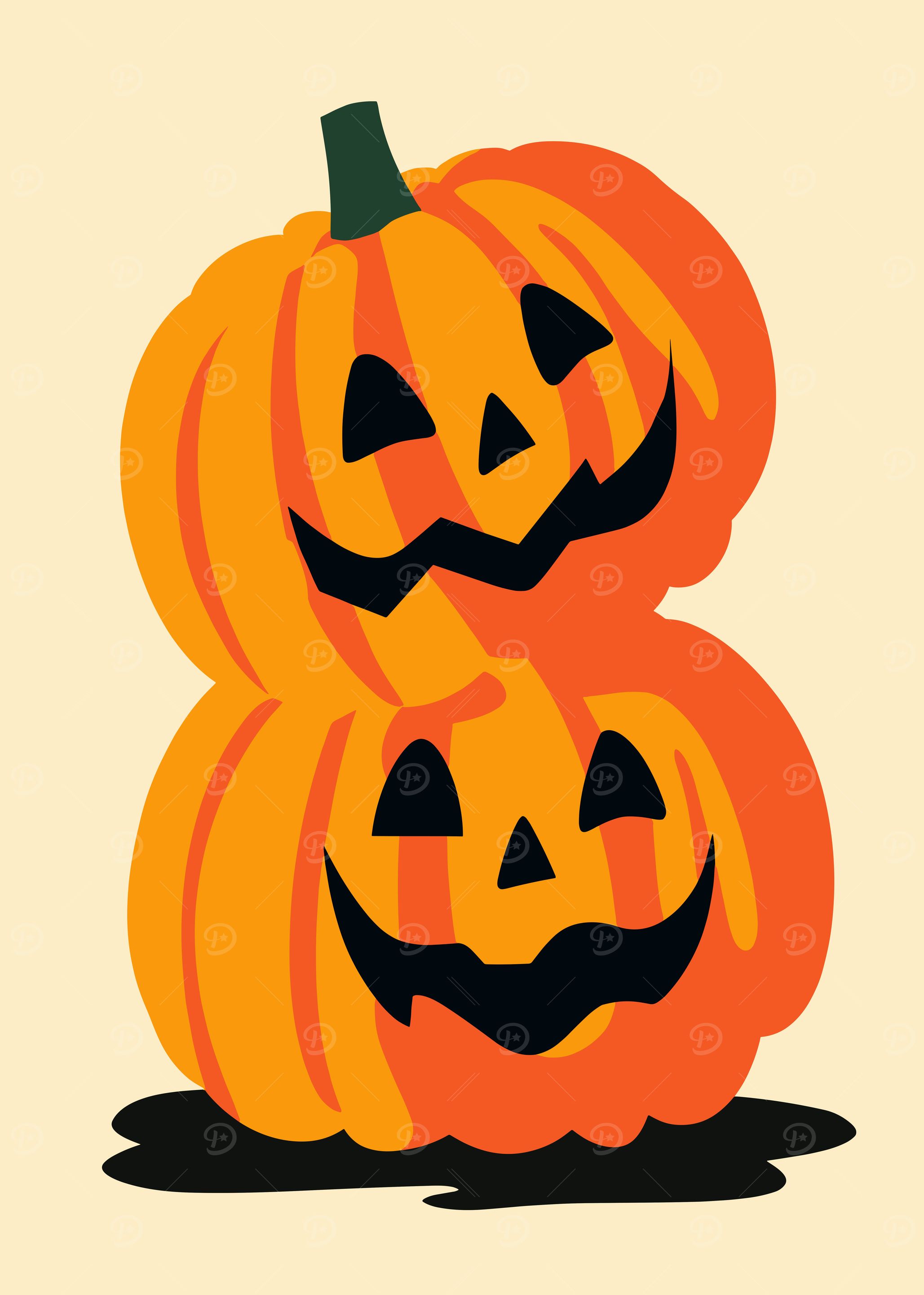 Stacked Halloween Pumpkins Illustration
