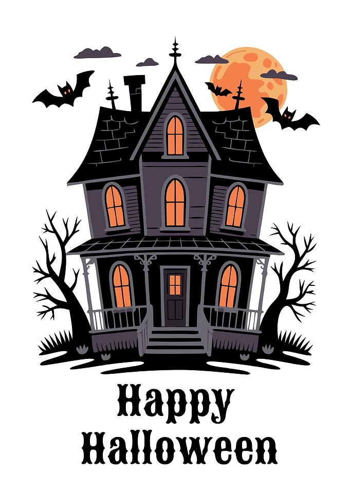 Happy Halloween Haunted House Illustration