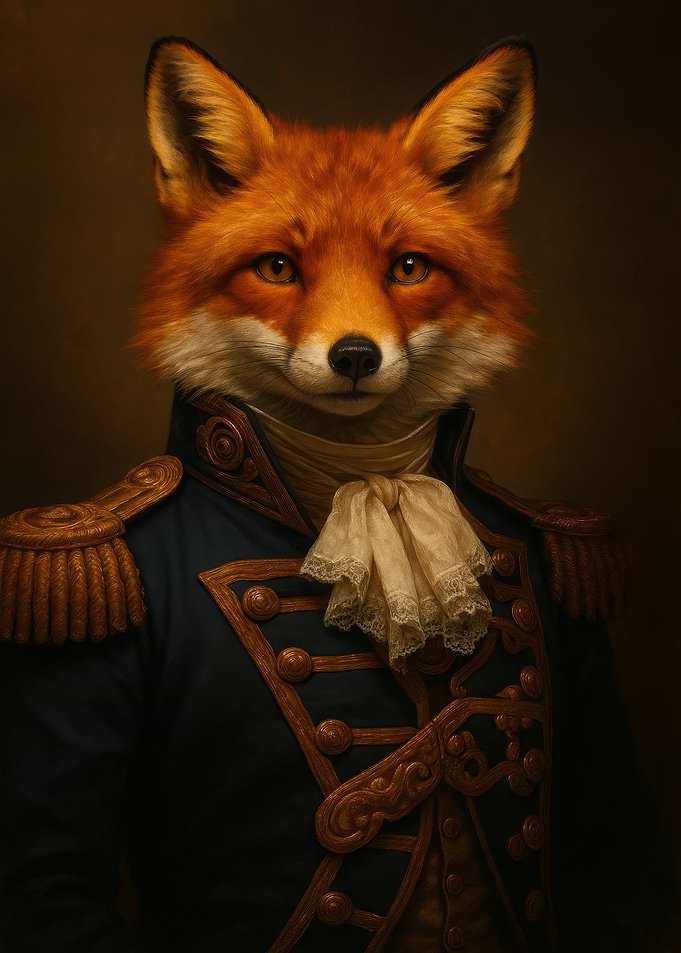 Fox Portrait in Military Attire