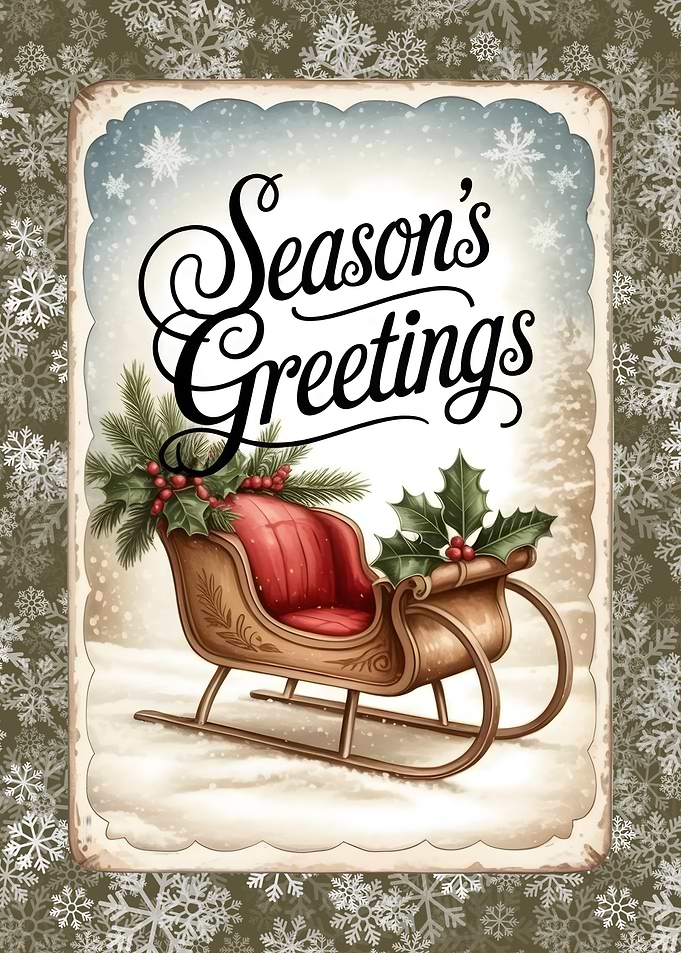 Season's Greetings Sleigh Holiday Card