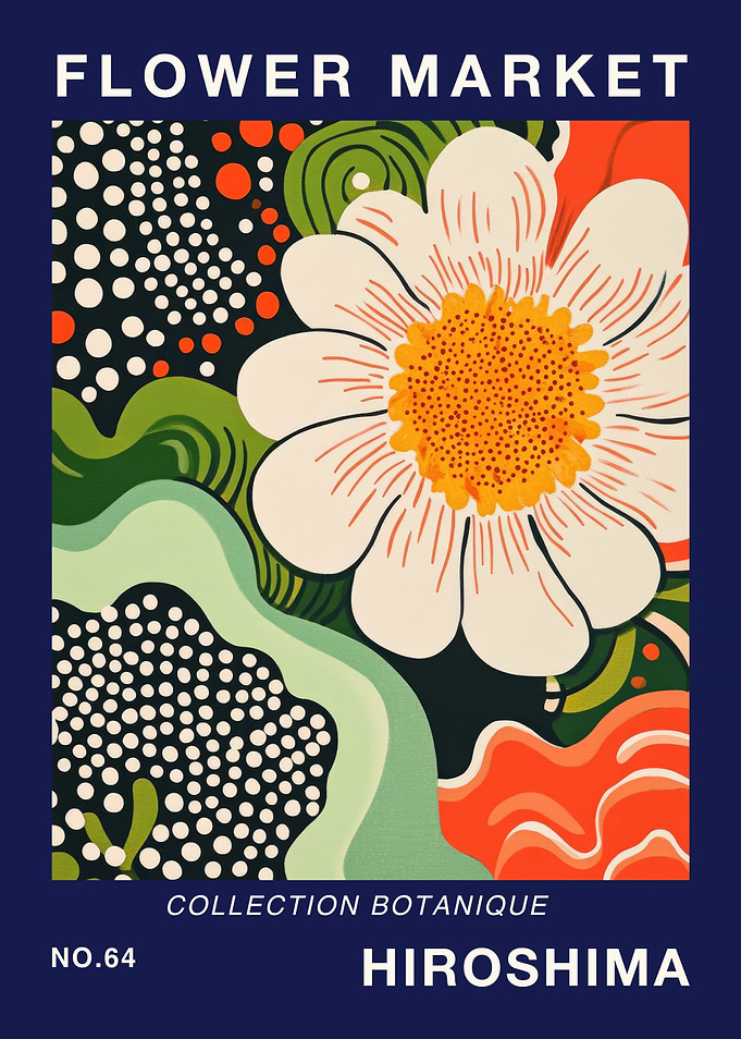 Hiroshima Flower Market Botanical Travel Art Print