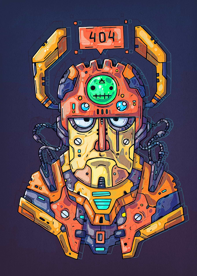 Robot Portrait with 404 Error Message