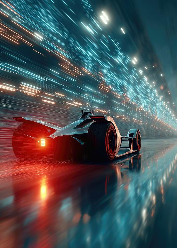 Futuristic Race Car Speeding