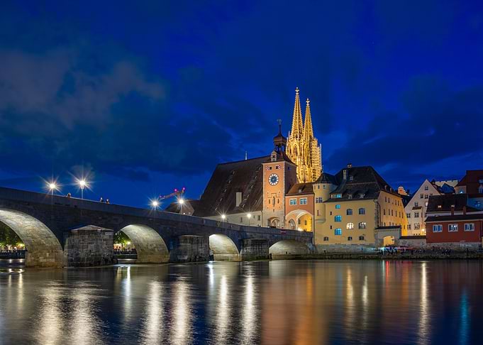 Regensburg, Germany at Night