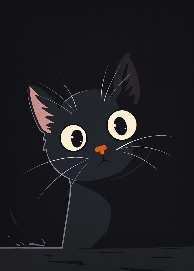 Cartoon Black Cat Peeking