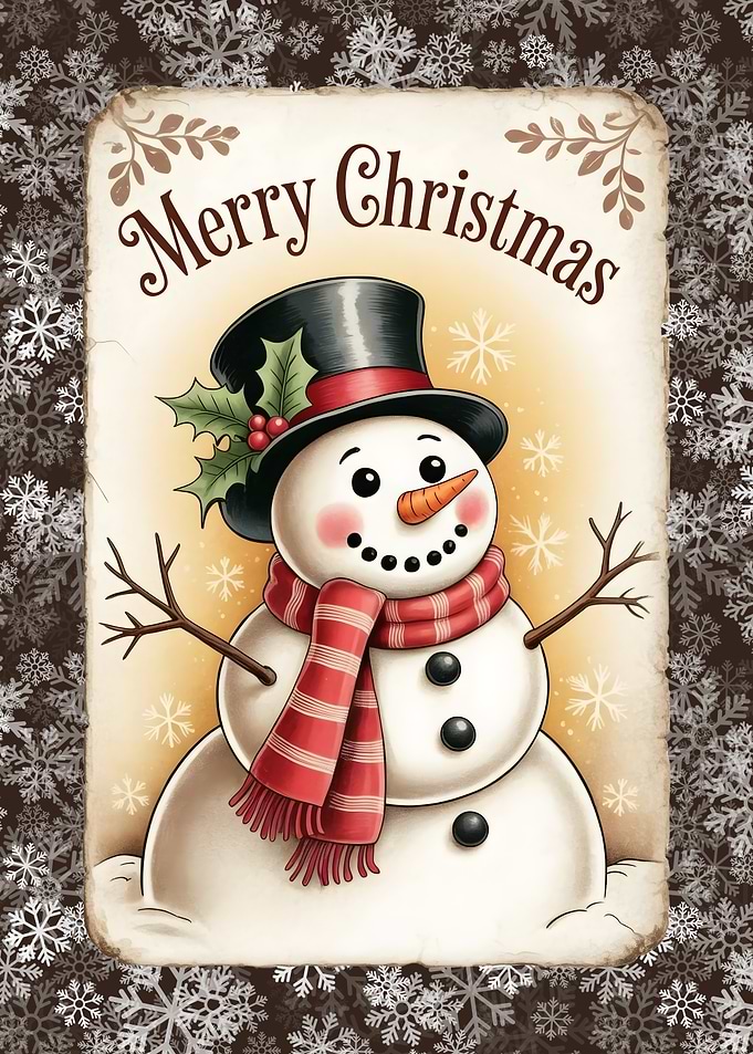 Merry Christmas Snowman Illustration