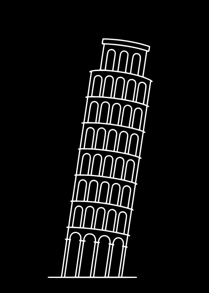 Leaning Tower of Pisa — Minimal Line Art