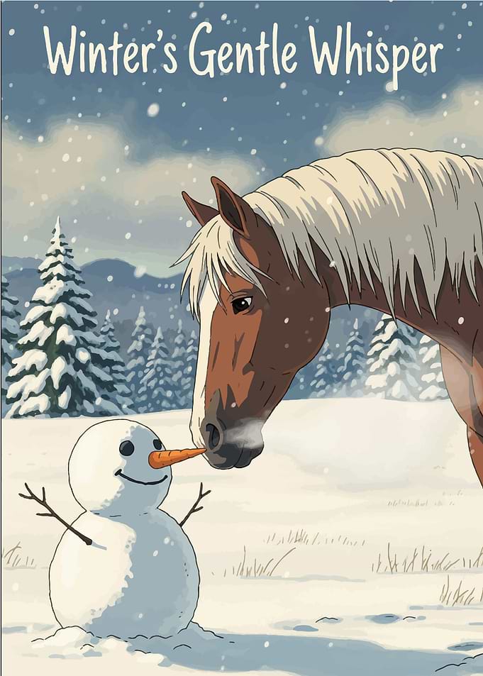 Winter's Gentle Whisper: Horse and Snowman