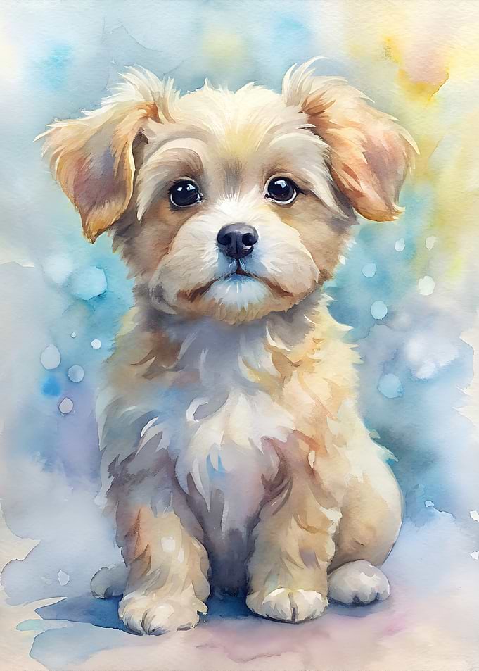 Watercolor Puppy Portrait