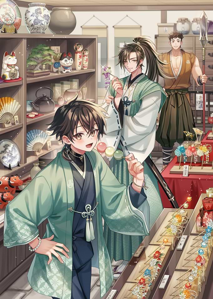 Anime characters in a Japanese shop