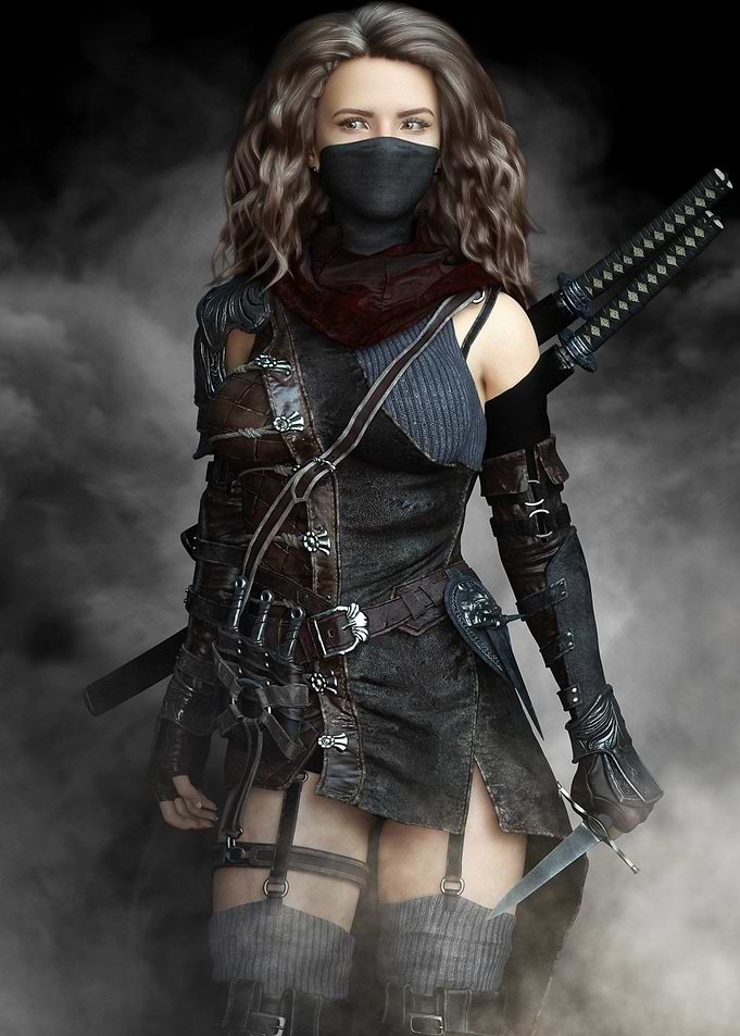 Female Ninja Warrior with Swords