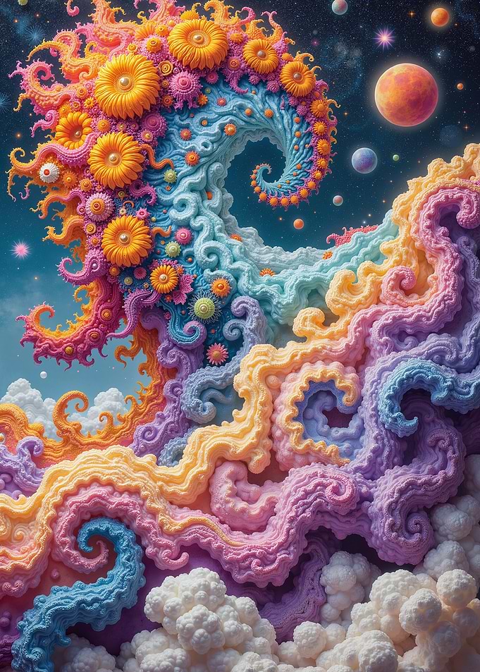 Colorful Cosmic Floral Cloudscape