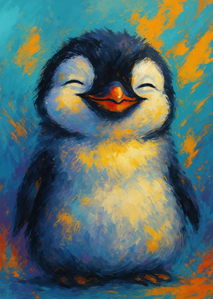 Smiling Penguin Painting