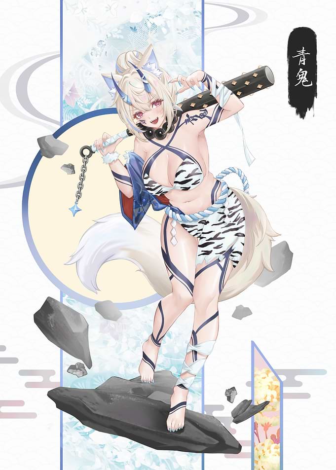 Anime Girl with Club and Fox Features