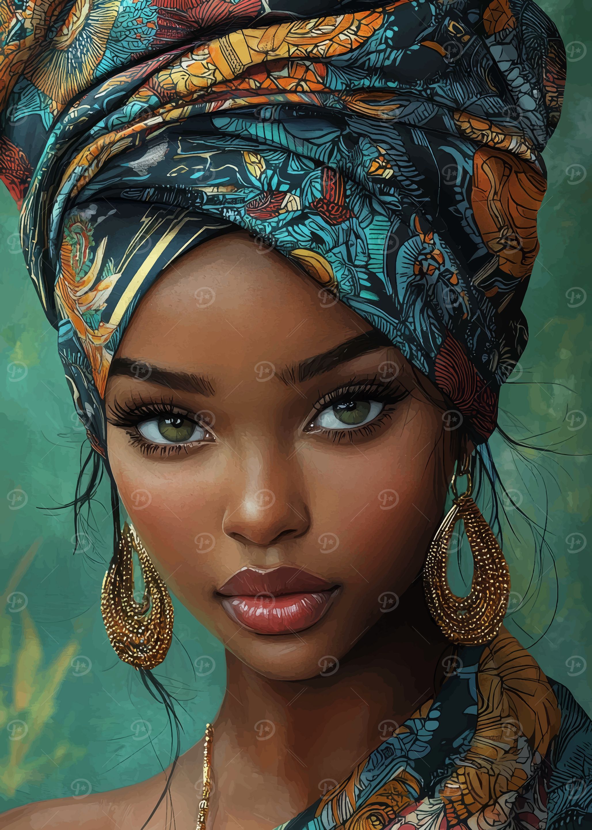 Elegant Woman with Turban Portrait