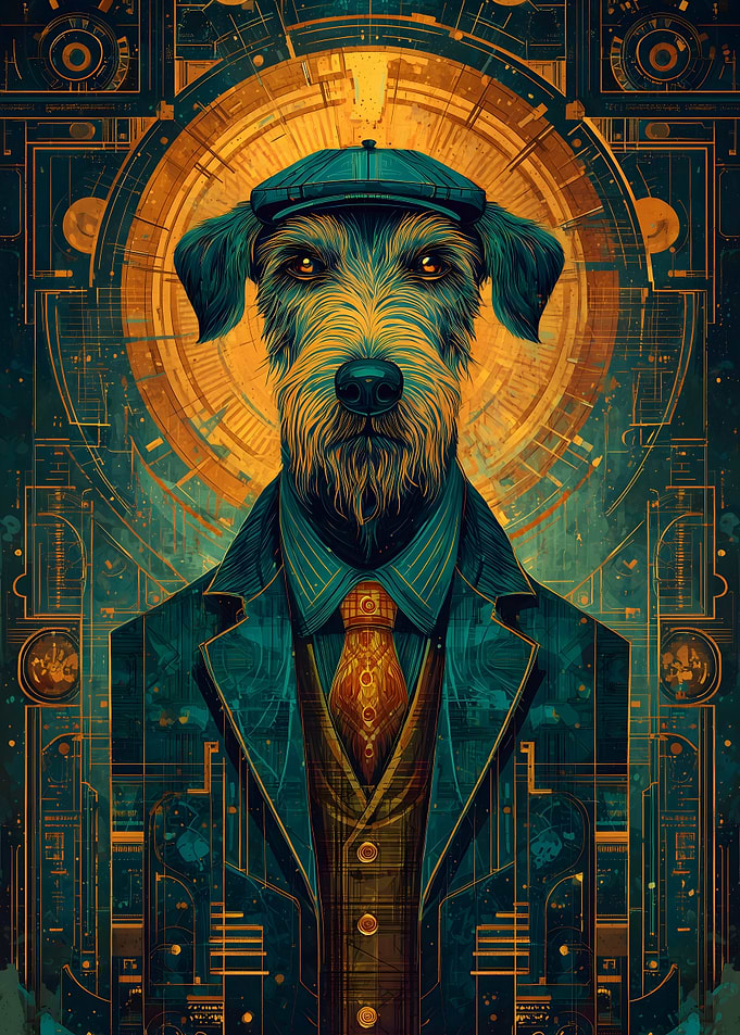 Dog in Suit with Cap Portrait