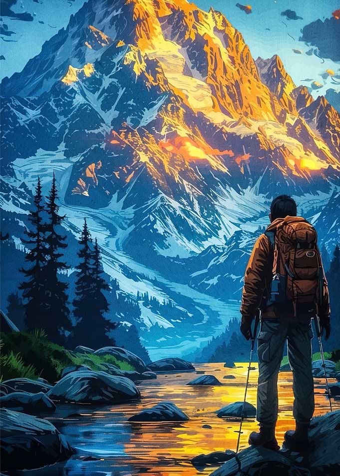 Mountain Hiker Landscape