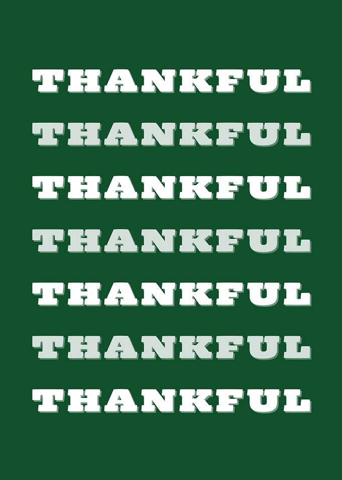 Thankful Text Art on Green Background