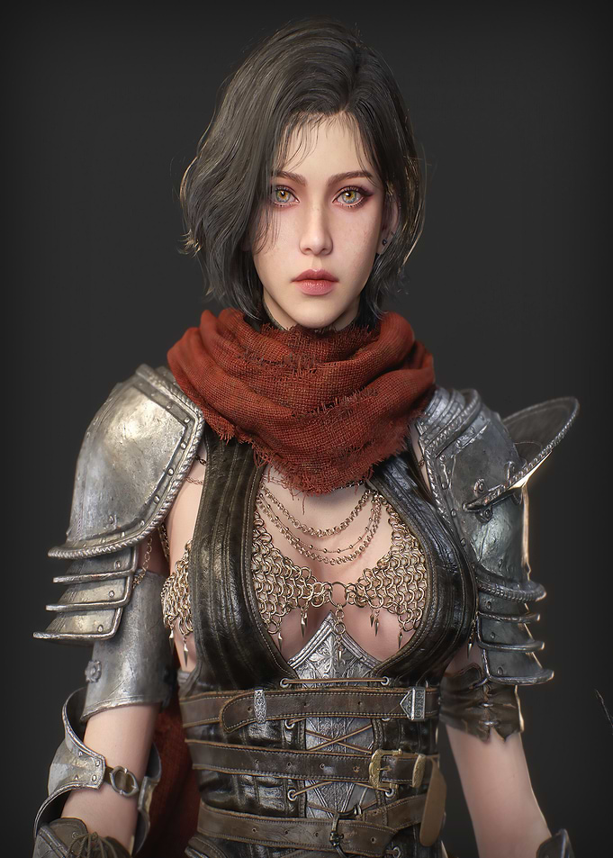 Female Warrior Portrait with Armor