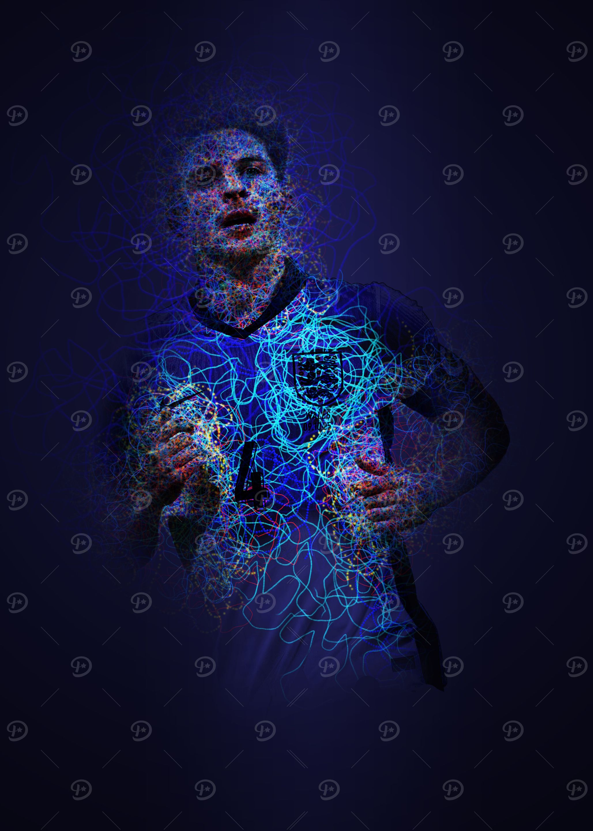Declan Rice with Abstract Line Art