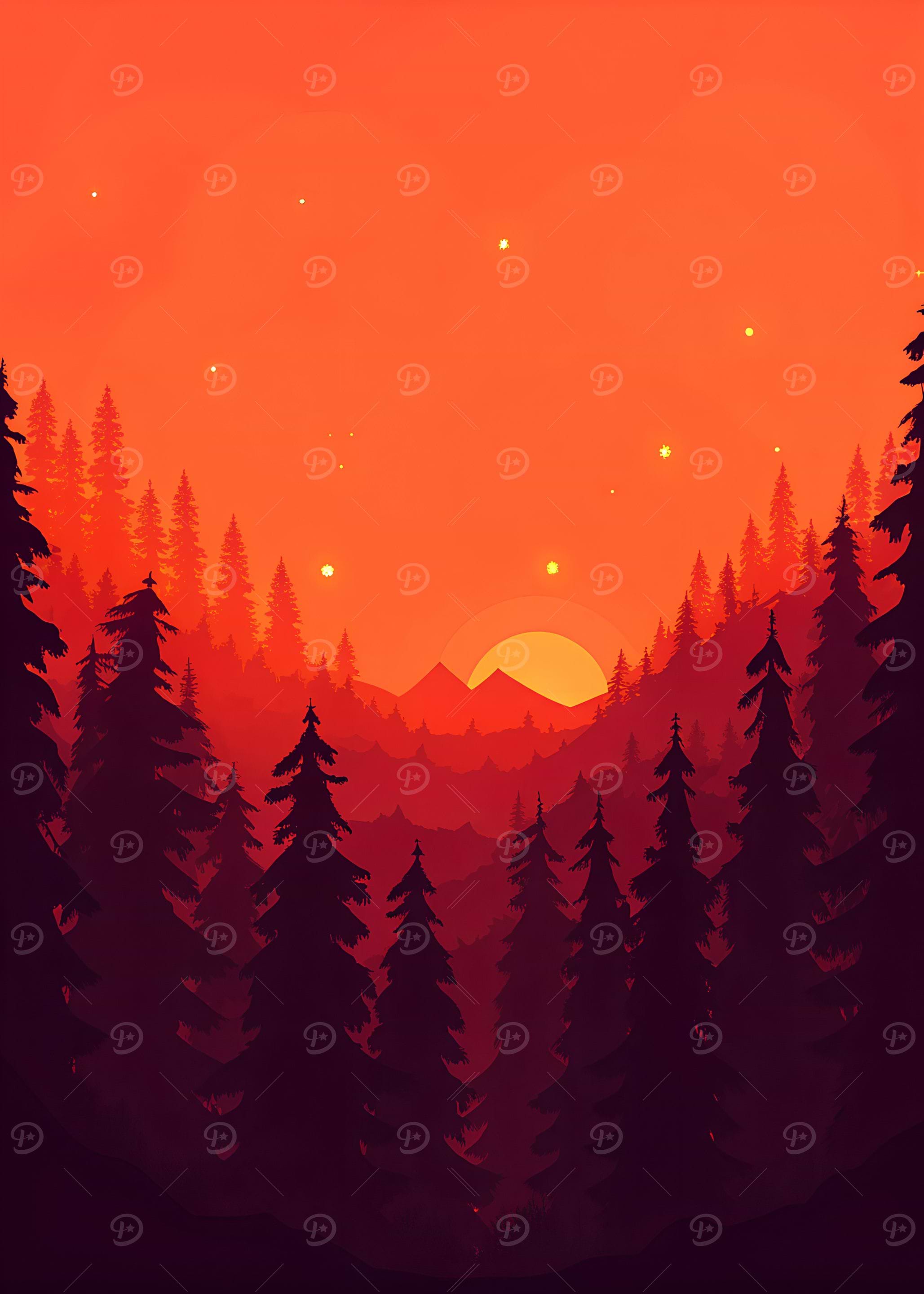 Sunset Forest Landscape