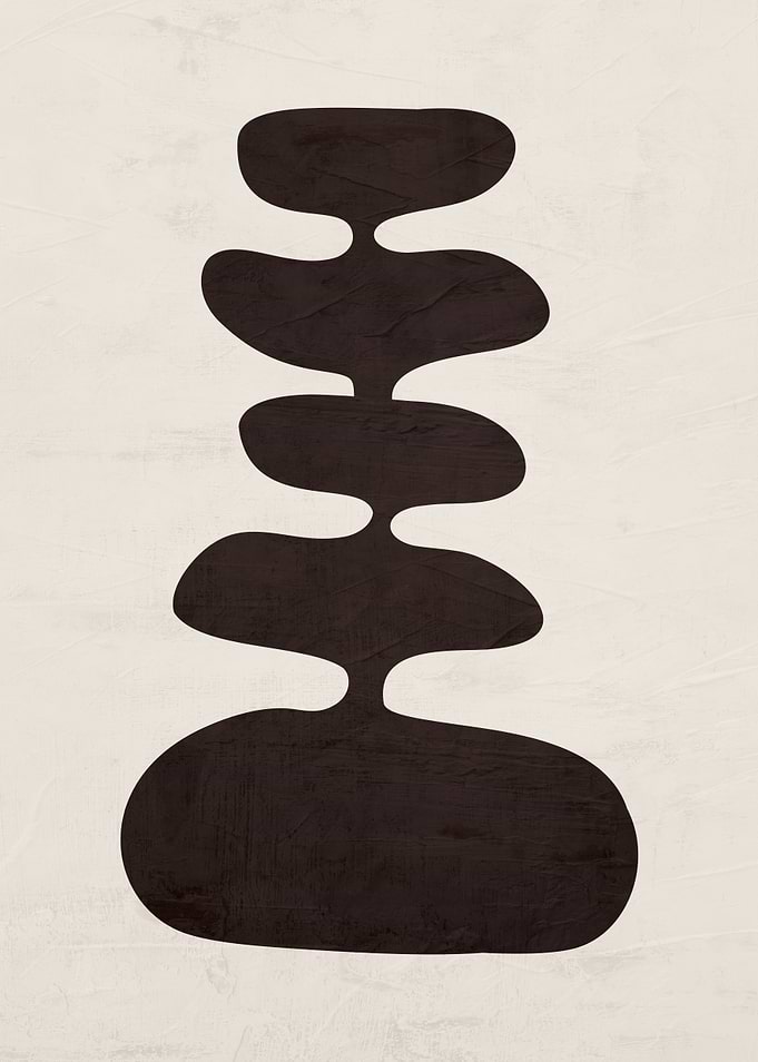 Abstract Dark Brown Stone Cairn Art