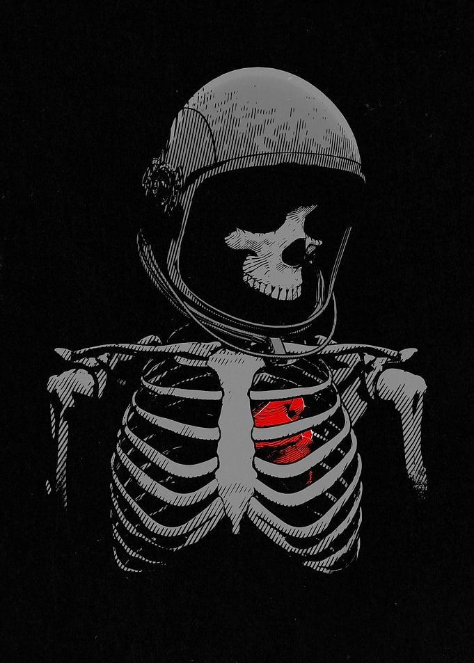 Astronaut Skeleton with Red Heart