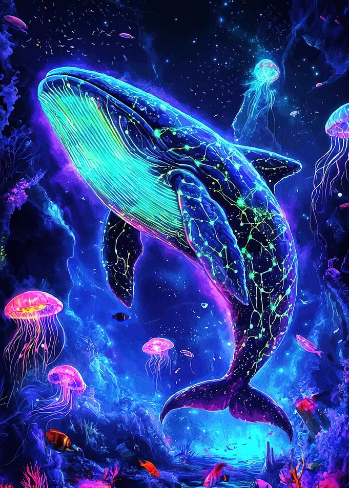 Neon Whale Deep Sea