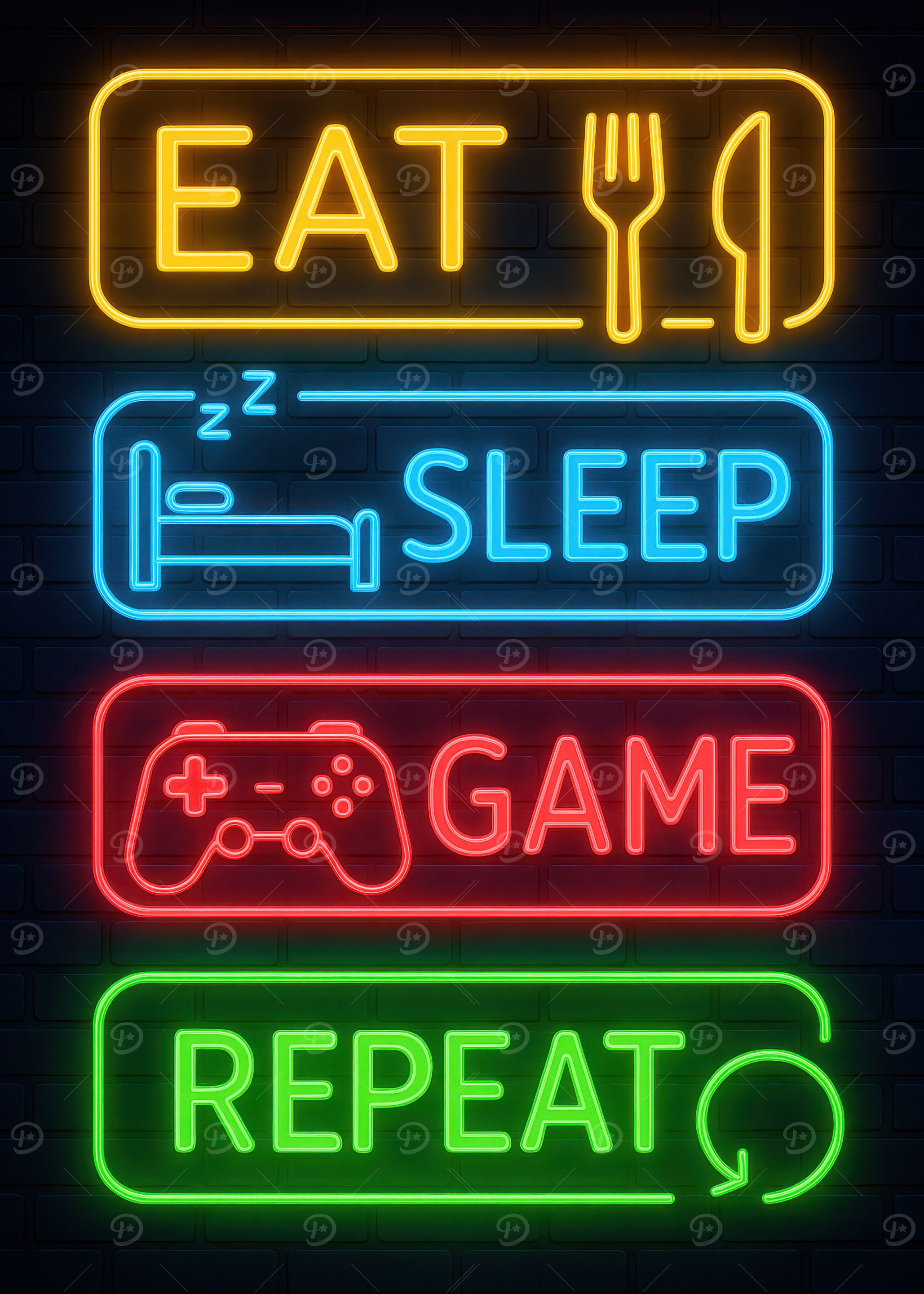 Eat Sleep Game Repeat Neon Sign