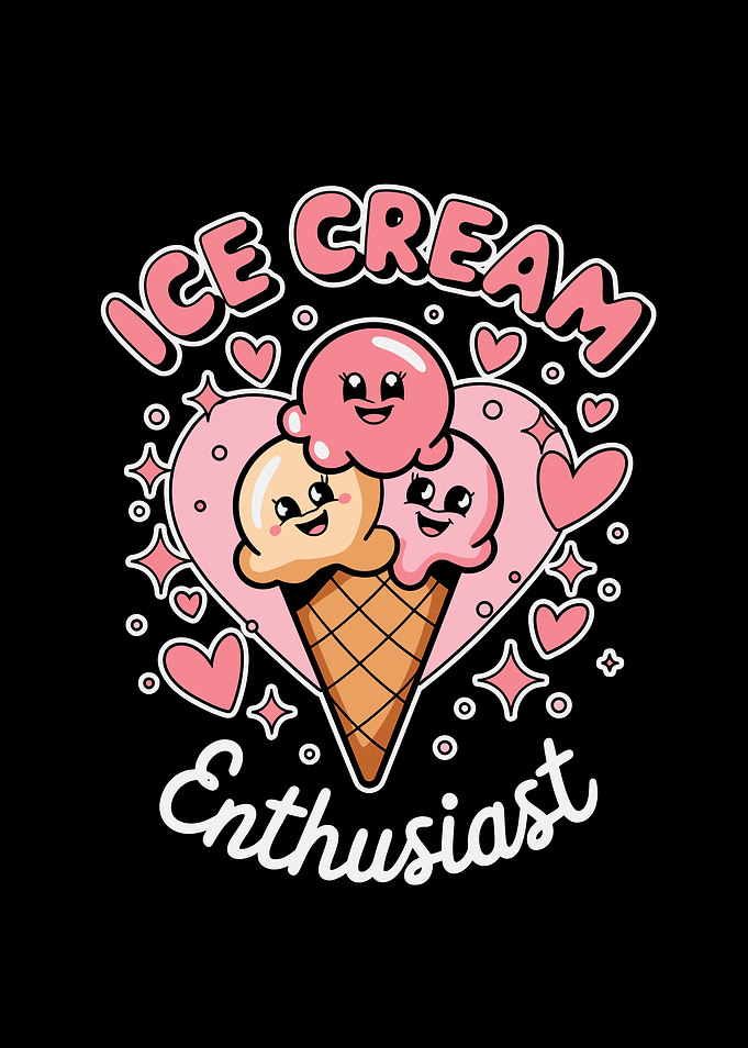 Ice Cream Enthusiast Cartoon Illustration