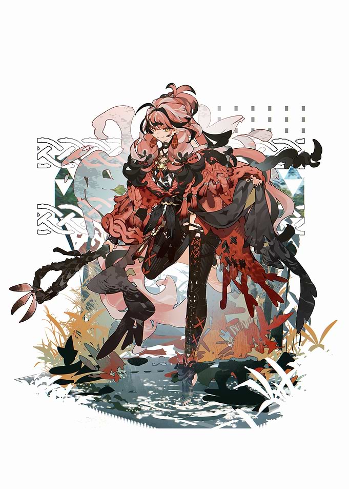 Elegant Red and Black Anime Character
