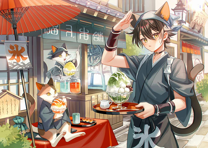 Anime Cat Cafe with Shaved Ice