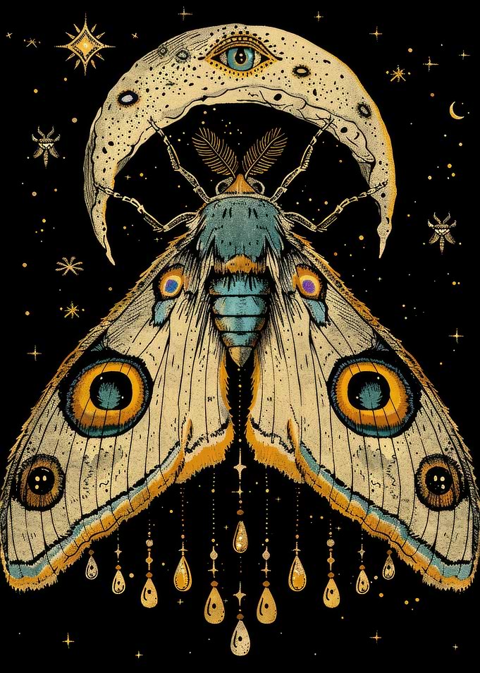 Mystical Moth Witchy Art Print