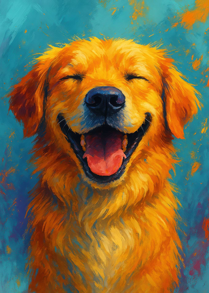 Happy Golden Retriever Painting