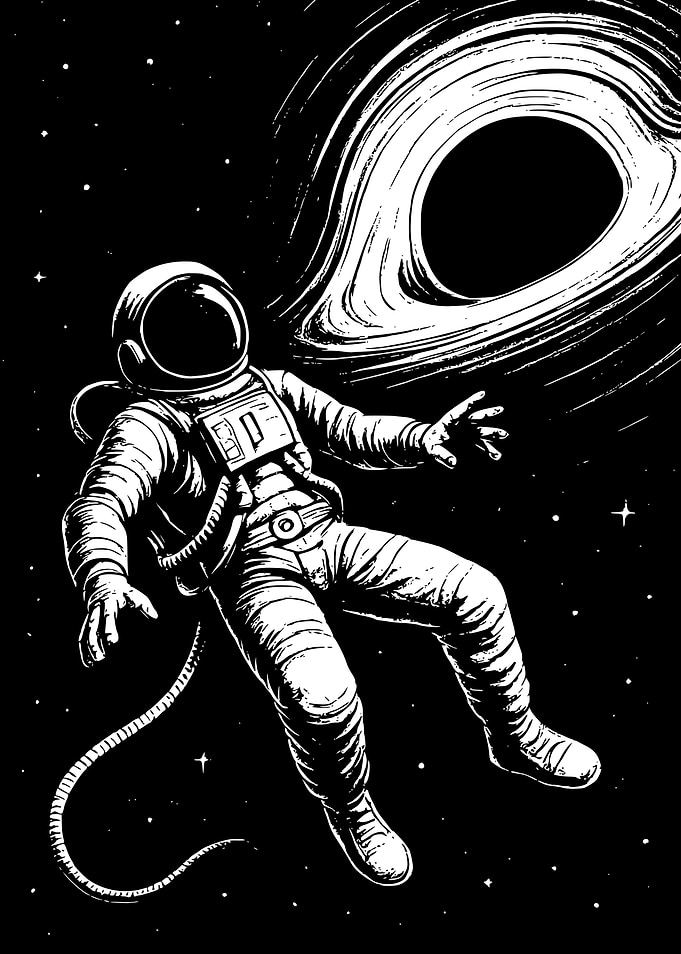 Astronaut and Black Hole in Space Art