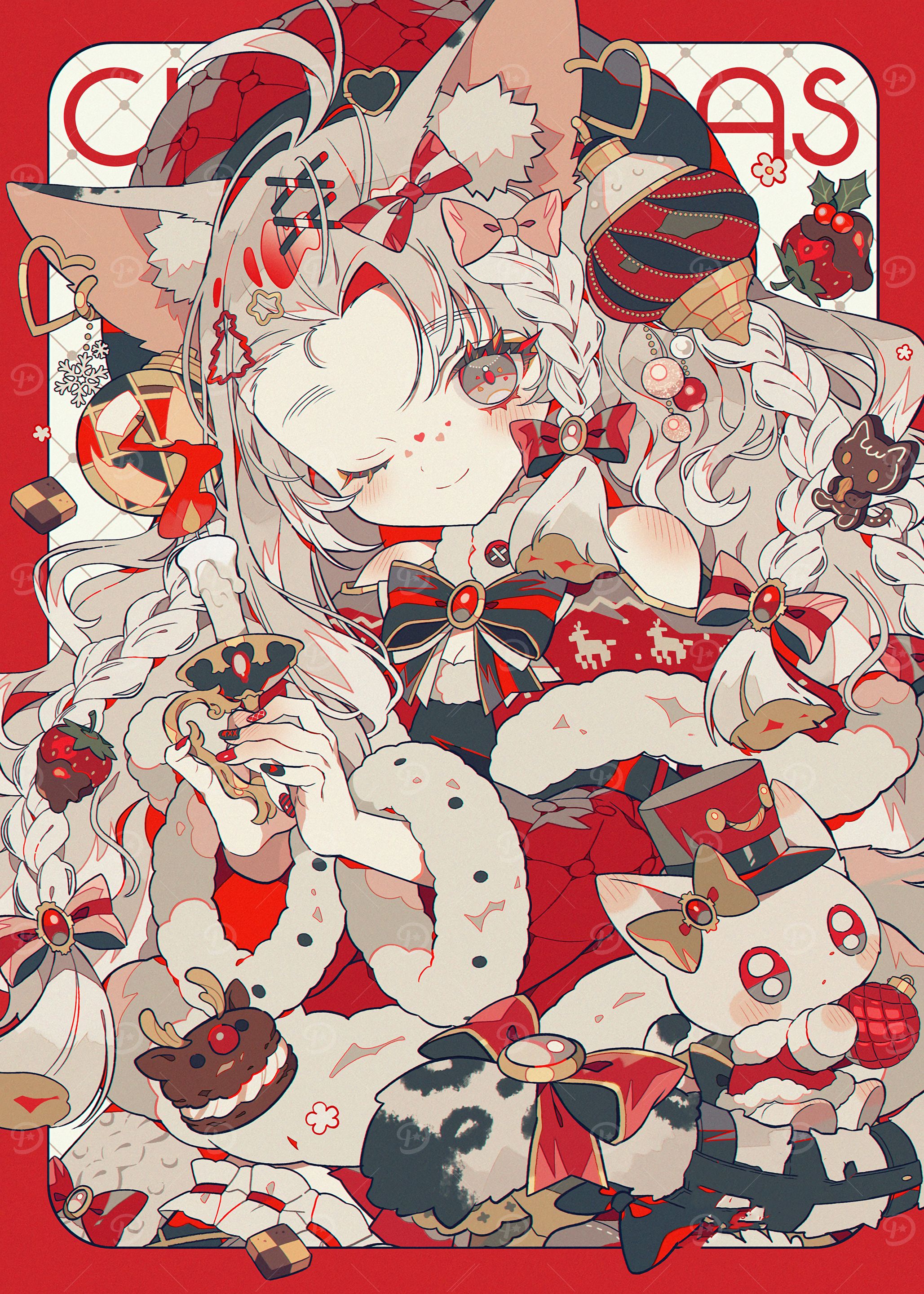 Christmas Anime Girl with Cat Ears