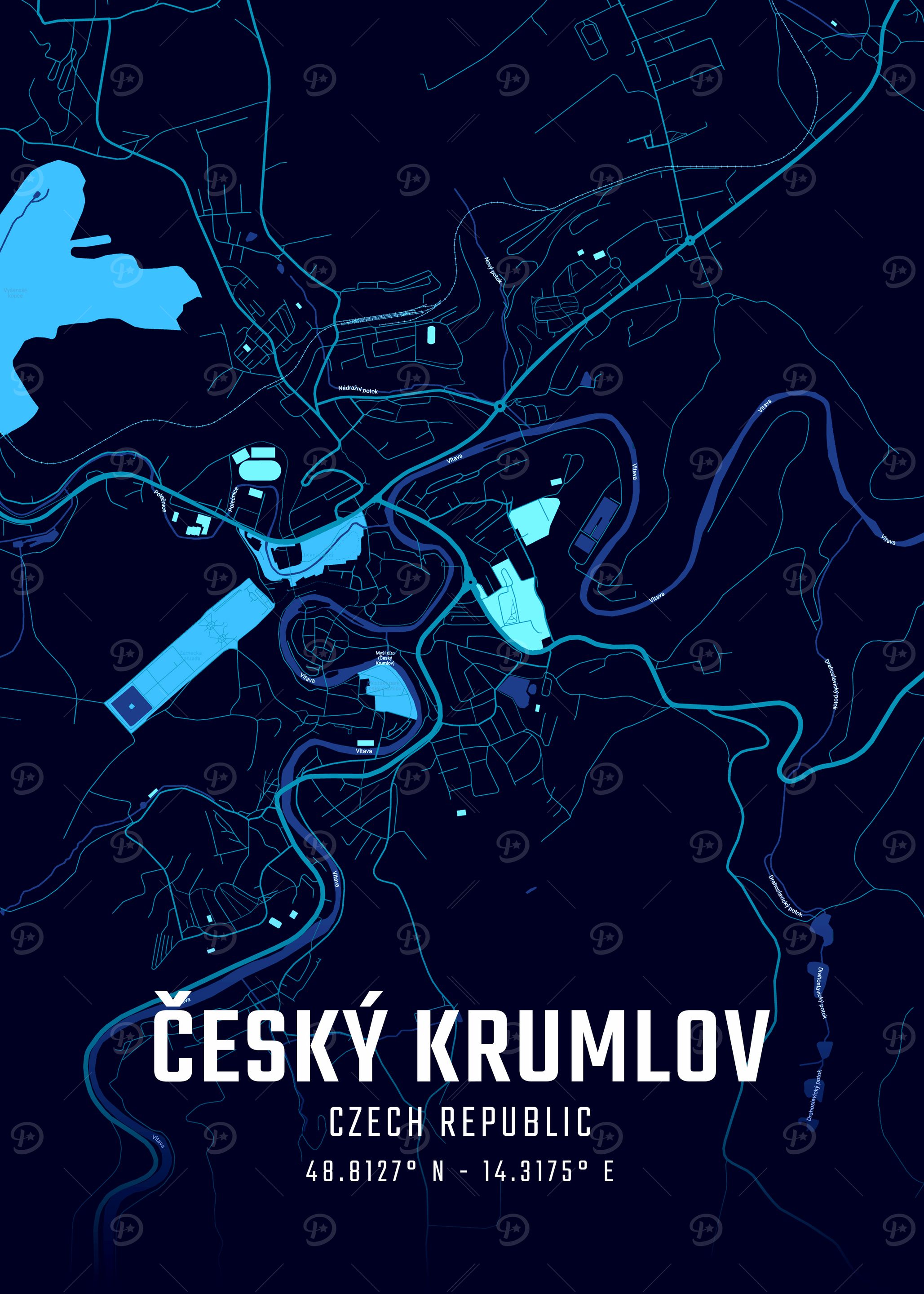 Český Krumlov Midnight City Map