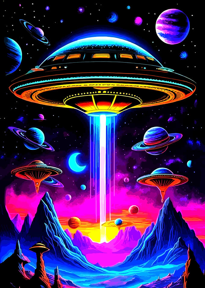 Neon Alien Invasion Landscape